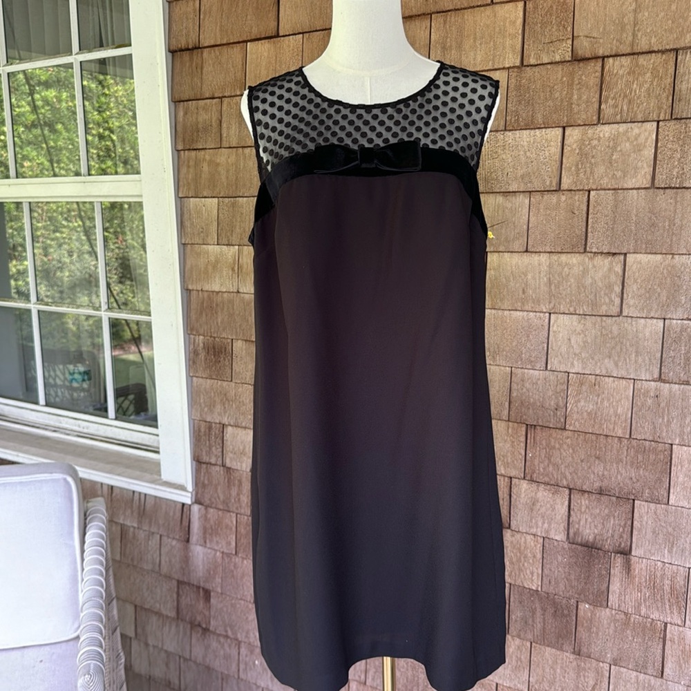 CeCe Black Dress with Polka Dot and Velvet Bow Cocktail Dress